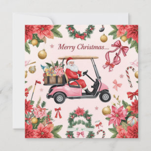 Carro de golf rosa con tema de Navidad con Santa c