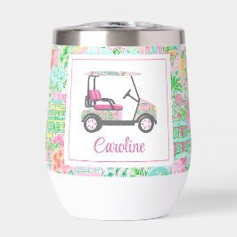 Carro de golf rosa y verde Palm Beach personalizad