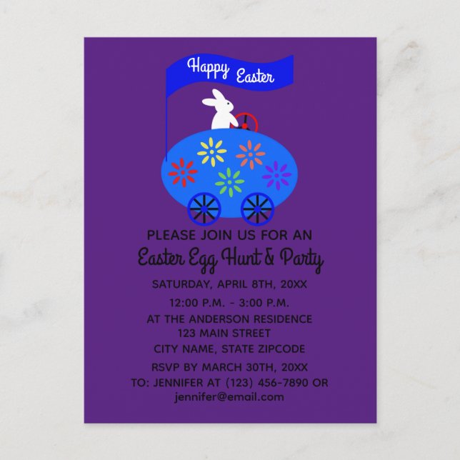 Carro de huevo de conejo de Pascua #1 tarjeta post (Anverso)