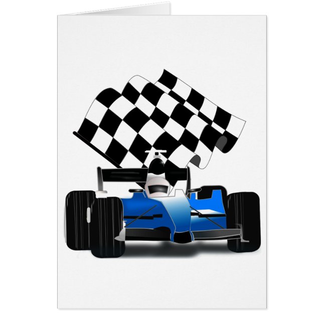 Carro de raza azul con bandera verificada (Frente)