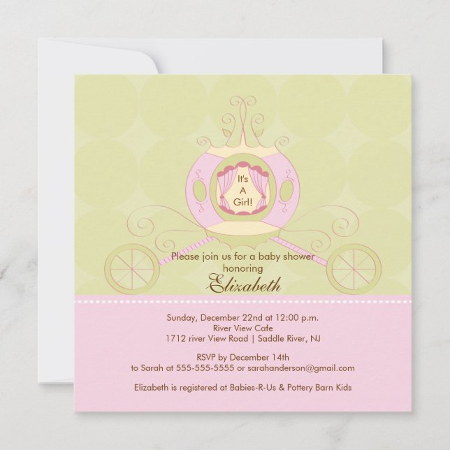 Carro del bonito de la invitación de princesa Baby (Anverso)