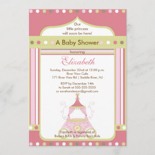 Carro del rosa de la invitación de princesa Baby