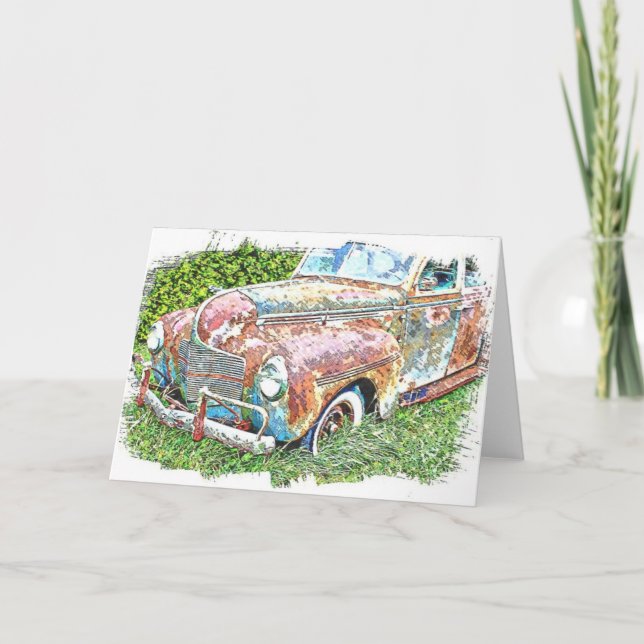 Carro Rústico Vintage de coches Tarjeta de felicit (Anverso)
