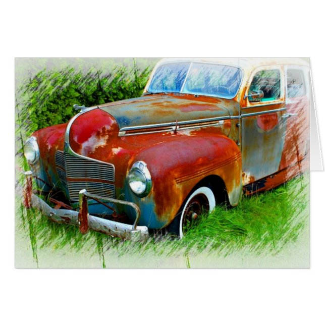 Carro Rústico Vintage de coches Tarjeta de felicit (Anverso (Horizontal))