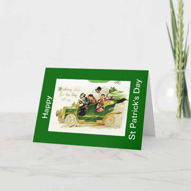 Carro Vintaeg, tarjeta feliz día de los patronos (Anverso)