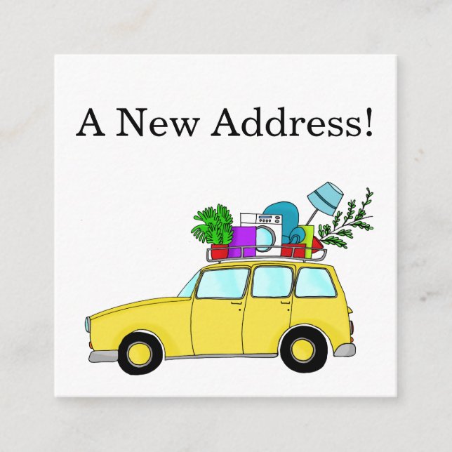 Carro vintage Nueva tarjeta de dirección (Anverso)
