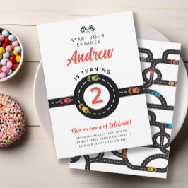 Carros de pista de carreras Invitación a los niños