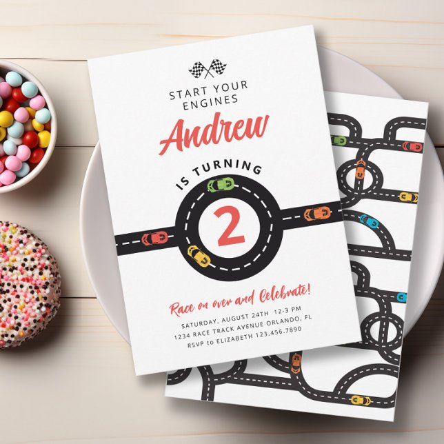 Carros de pista de carreras Invitación a los niños (Subido por el creador)