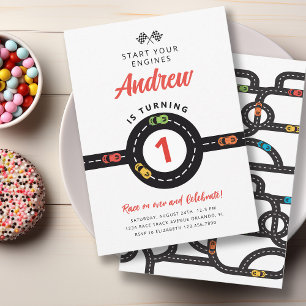 Carros de pista de carreras Niños Invitación de pr