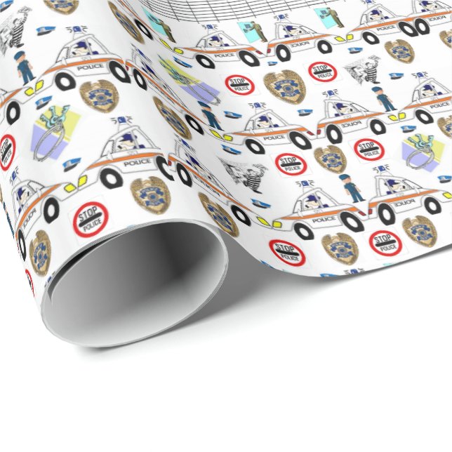 Carros de policía de papel de ajuste brillante (Esquina del rollo)