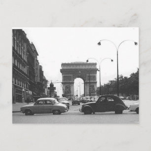 Carros y tarjetas postales blancas y negras