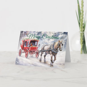 Carruaje de Navidad en acuarela