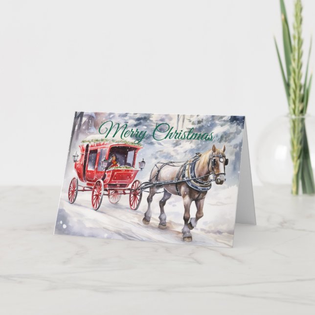 Carruaje de Navidad en acuarela (Anverso)