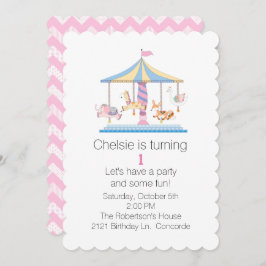 Carrusel Animal Babys Invitación al primer cumplea