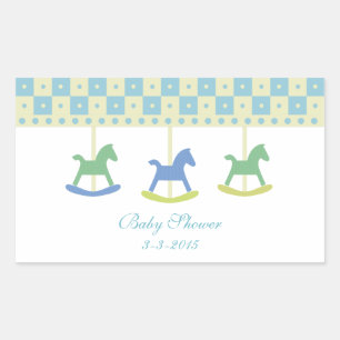 Carrusel azul y amarillo: Pegatinas de Baby Shower