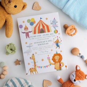 Carrusel Circus Color Carnival Invitación al cumpl