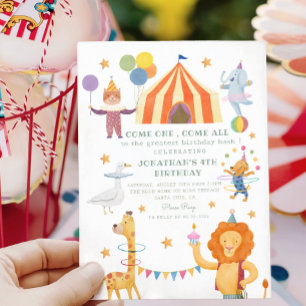 Carrusel Circus Color Carnival Invitación al cumpl