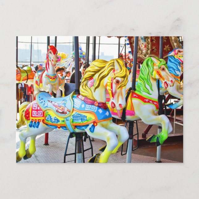 Carrusel - Coney Island, postal de NYC (Anverso)