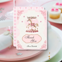 Carrusel de cosecha rosa - Tarjeta Baby Shower de