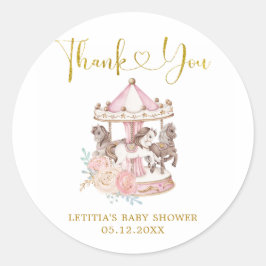 Carrusel mágico rosa y dorado gracias Pegatina