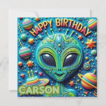 CARSON ~ Tarjeta de cumpleaños ~ Alien ~