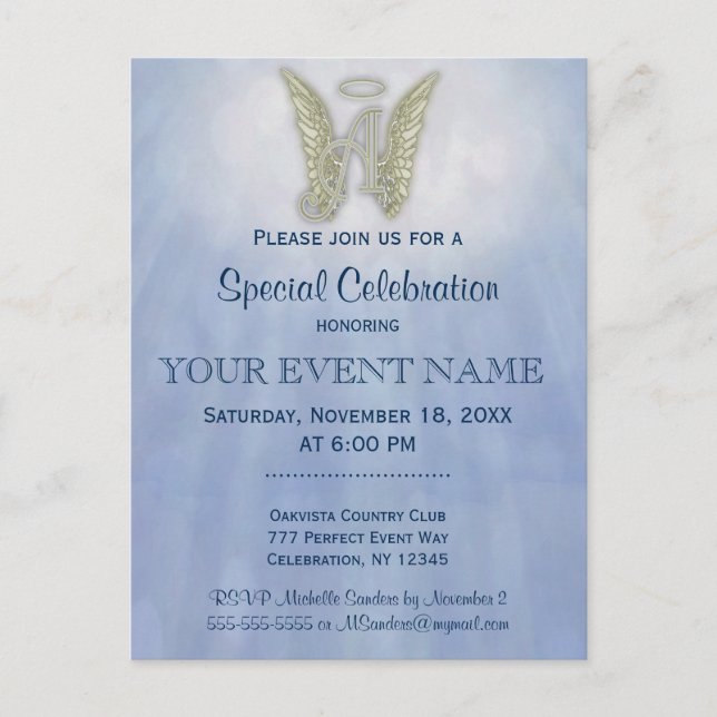 Carta A Angel Monograma Invitación (Anverso)