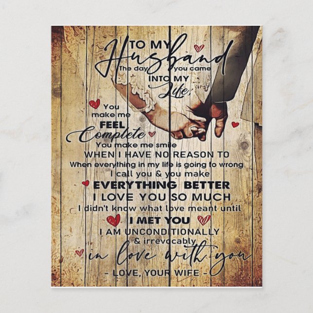 Carta A Mi Esposo, Bonito Cita Regalo (Frente)