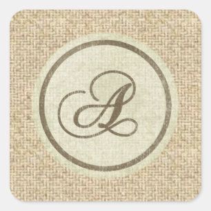 Carta A pegatinas de diseño rústico burlap