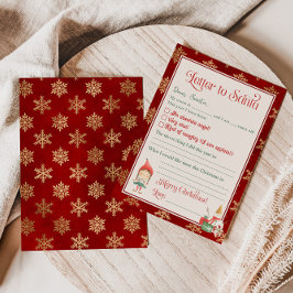 Carta a Santa de plantilla para niña