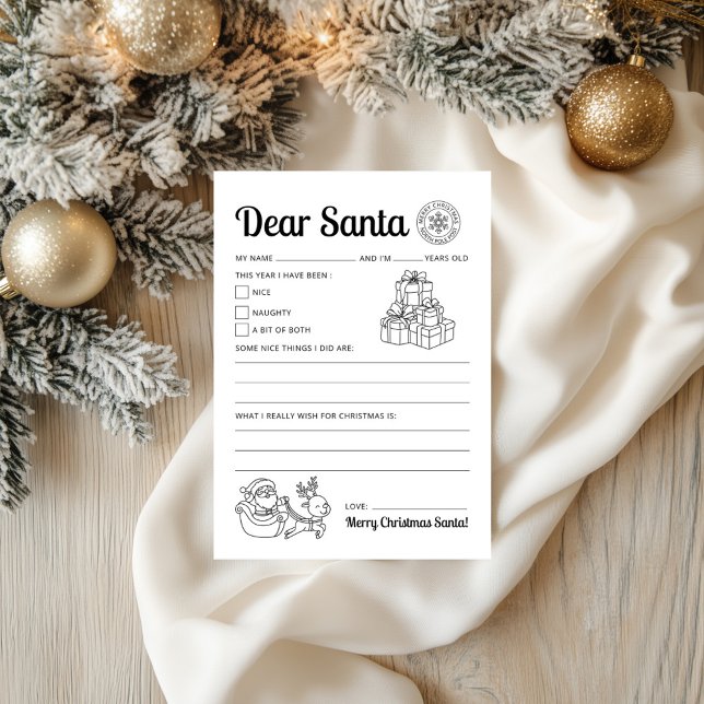 Carta a Santa Imprimible Carta fácil de imprimir (Letter To Santa Printable Easy To Print Letter)