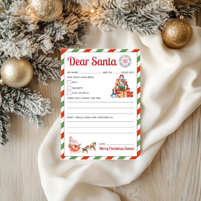 Carta a Santa Kids Carta a Santa Impresable (Letter to Santa Kids Letter to Santa Printable)