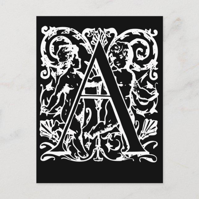 Carta A Tarjetas Monográficas en blanco y negro (Anverso)