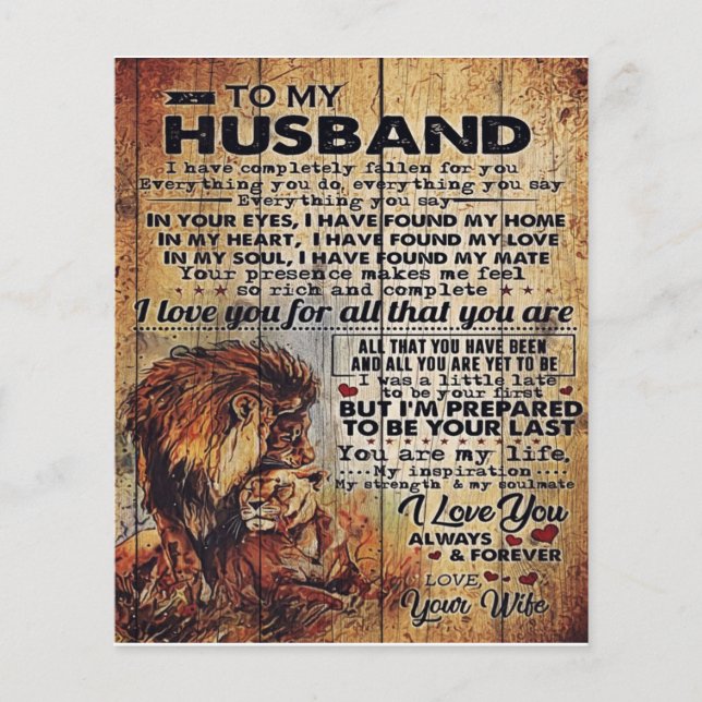 Carta Adorable Al Marido | Agradable Regalo A Mi H (Frente)