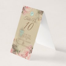 Carta antigua - Tarjeta de número de tabla Boda