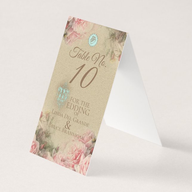 Carta antigua - Tarjeta de número de tabla Boda (Anverso)