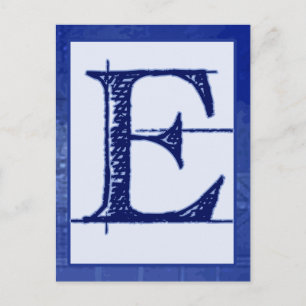 Carta azul "E" Tarjeta de cartel de tipografía