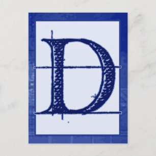 Carta azul Tarjeta de cartel de tipografía "D"