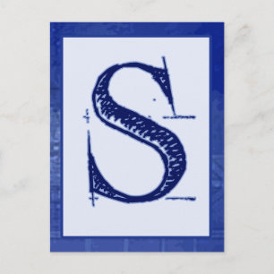 Carta azul Tarjeta de cartel de tipografía "S"