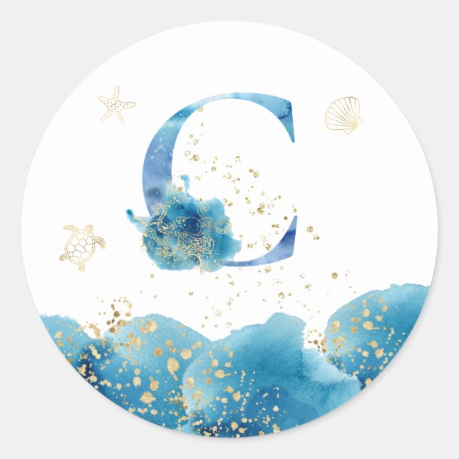 *~* CARTA C - Pegatina de sobres de Sea Ocean Beac (Anverso)