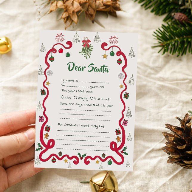 Carta Clásica de Querido Santa - Deseos de Navidad (Subido por el creador)