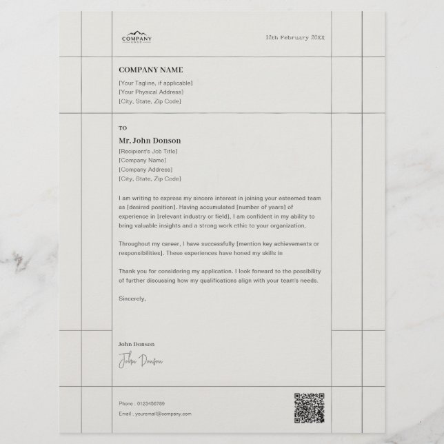 Carta Comercial Creativa con Diseño de Letra de Ca (Anverso)
