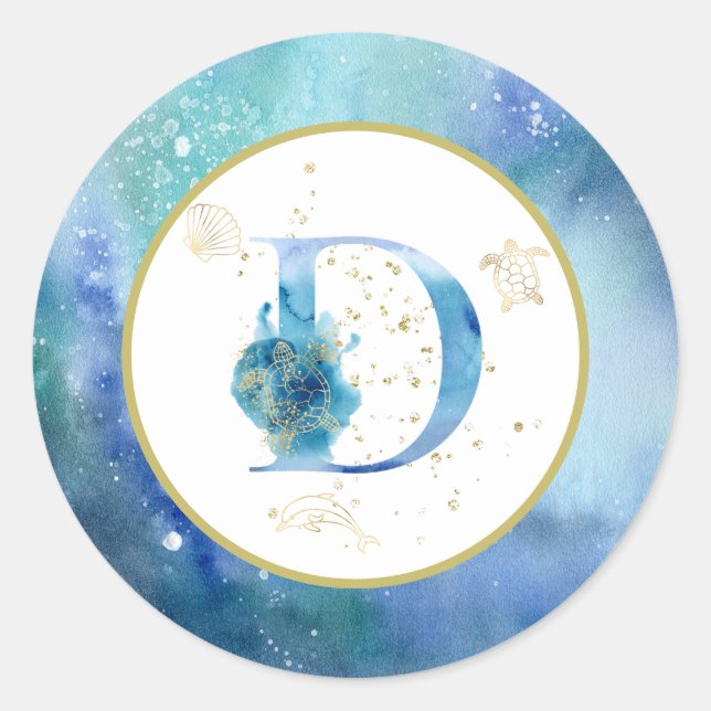 *~* CARTA D - Pegatina de sobres de playa náutica (Anverso)