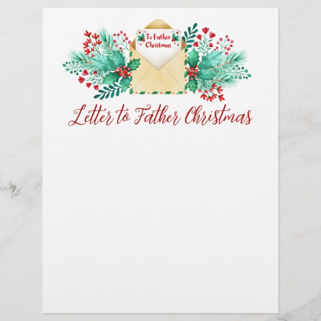 Carta de acuarela a la Navidad de Papá Noel (Anverso)