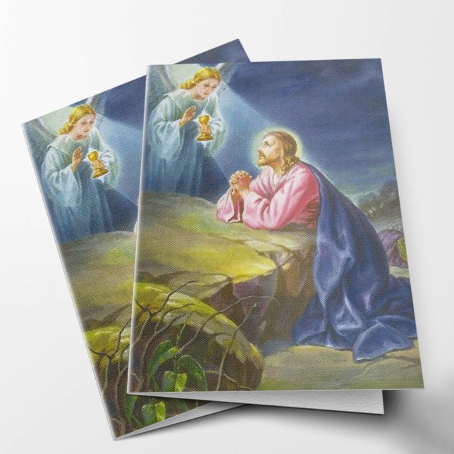 Carta de agradecimiento al religioso católico Jesú (Jesus Christ Praying Religious Catholic Sympathy Funeral Thank You Card)