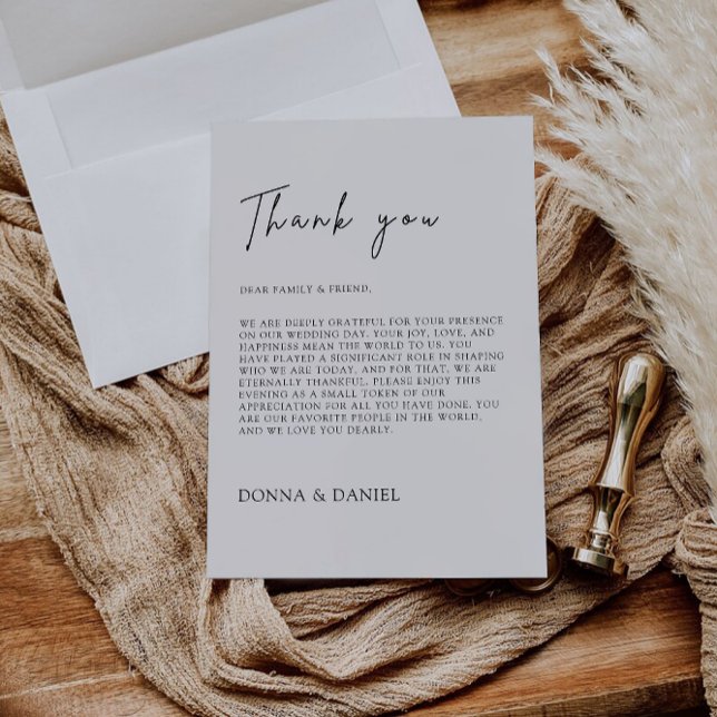 Carta de agradecimiento moderna, menú Nota de serv (Modern Thank You Letter, Napkin Note Menu)