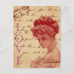 Carta de amor antigua postal
