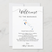 Carta de bienvenida a Boda de mapa de Bahamas tarj
