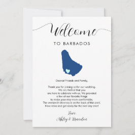 Carta de bienvenida a Boda de mapa de Barbados Tar
