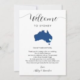 Carta de bienvenida a Bodas australianos tarjeta d