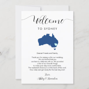 Carta de bienvenida a Bodas australianos tarjeta d